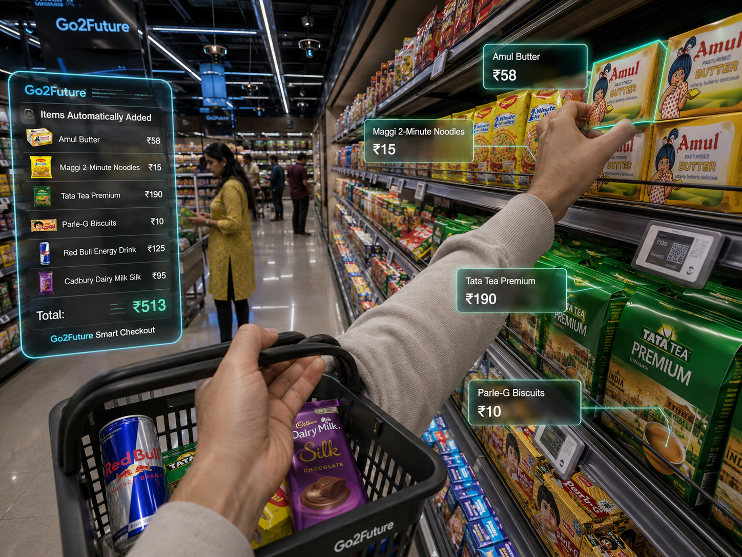 Go2 Store — items automatically added to the customer's smart cart