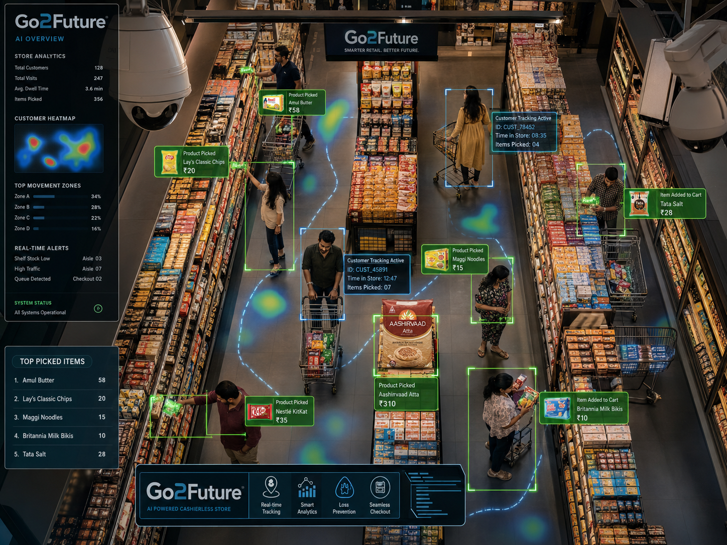 Customer picking products with smart overlay