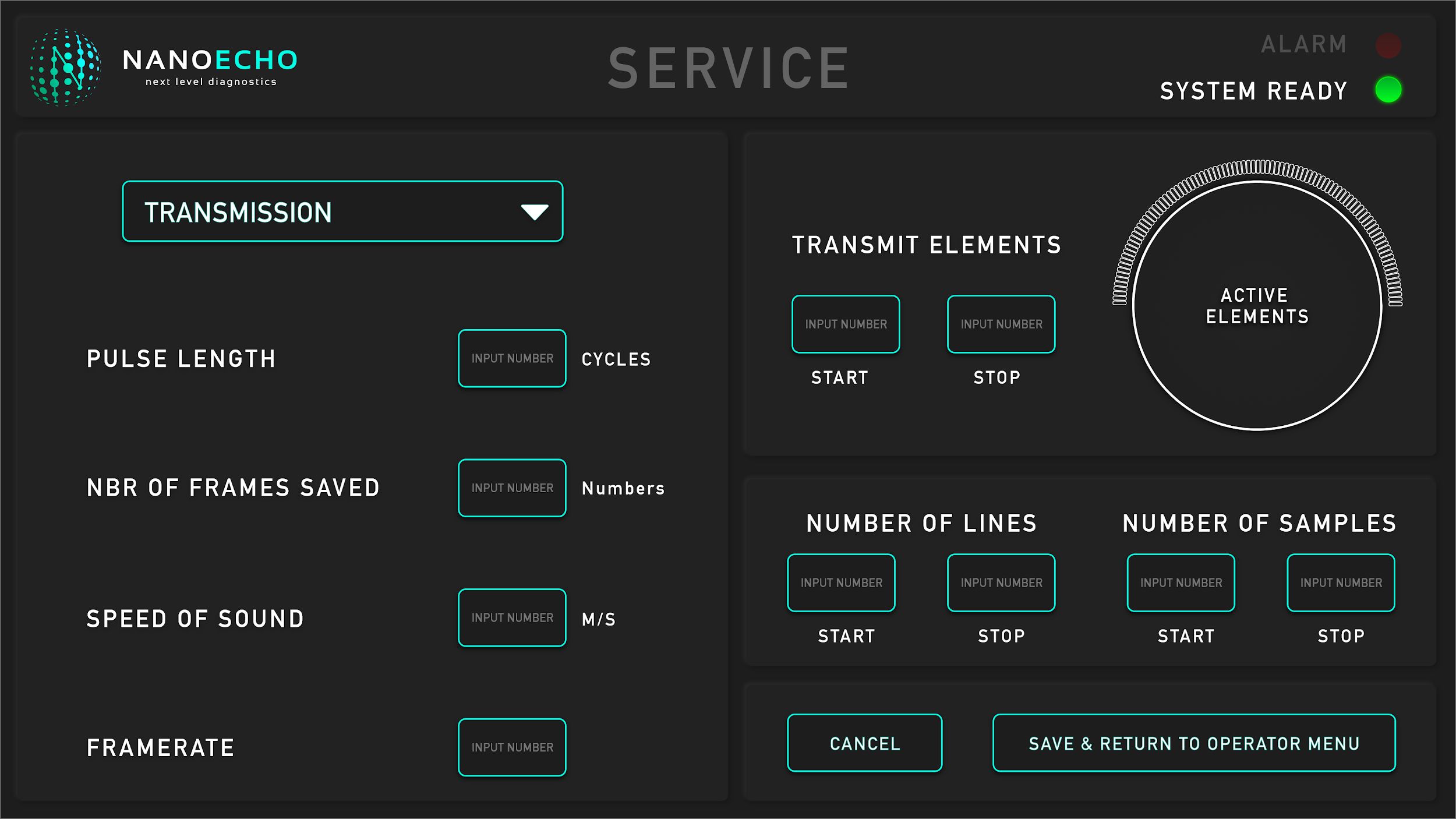 Service configuration screen